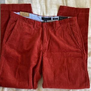Tommy Hilfiger Fall Basic Red Corduroy Slim Fit 32/30 Mens Cotton Pants New